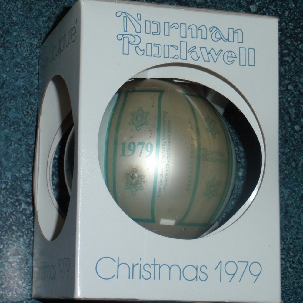 1979 Christmas Ornament Norman Rockwell Snow Sculpture Schmid With Box - GIFT! - Picture 3 of 4